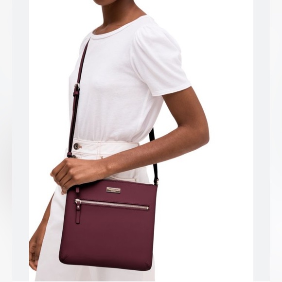 KATE SPADE PLUM LAUREL SAFFIANO LEATHER CROSSBODY LAVENDER KS JACQUARD INTERIOR - Picture 8 of 16